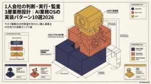 判断・実行・監査の3層モデルをベン図で表現した業務設計図