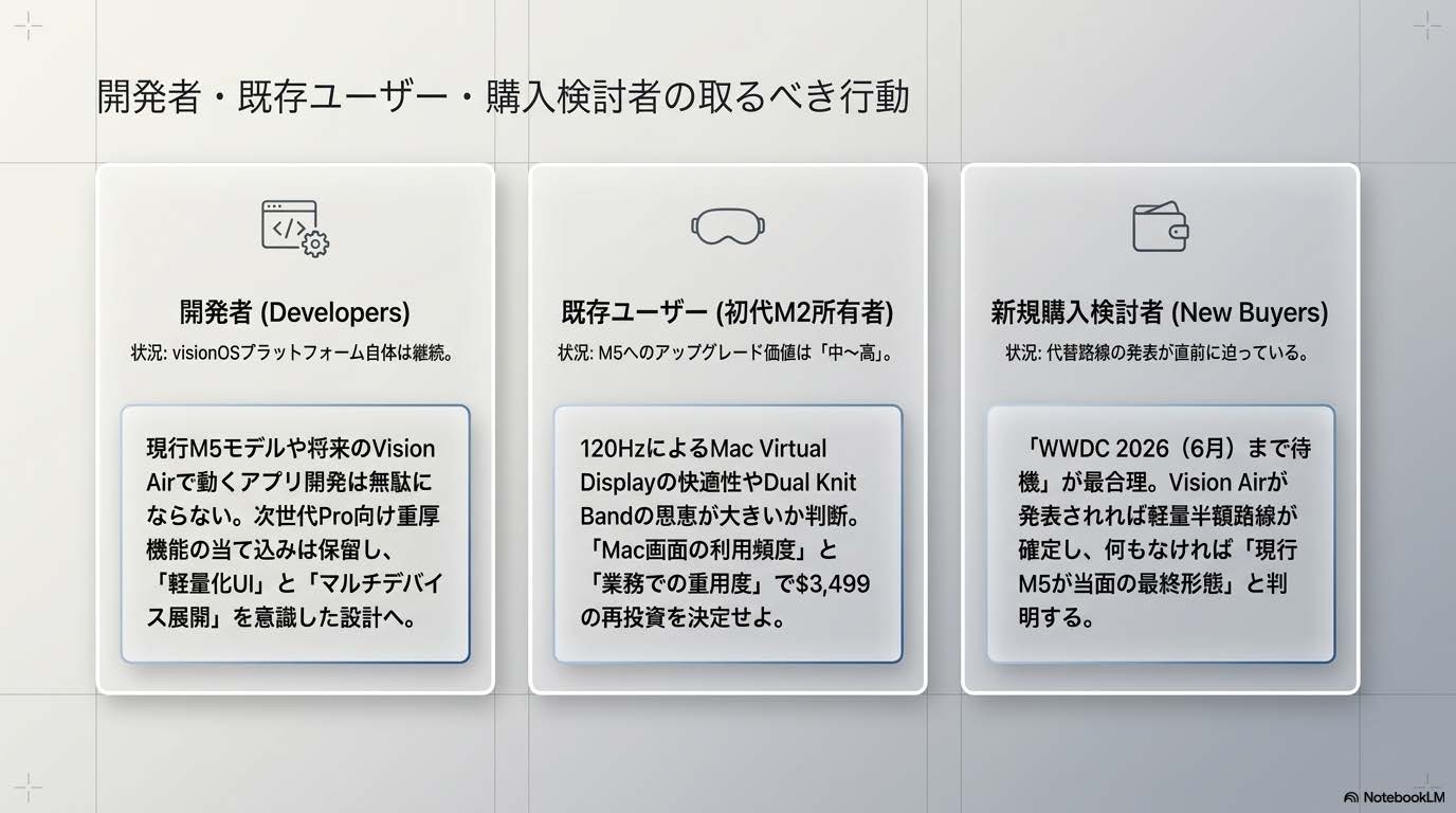 Vision Pro 2をめぐる開発者・既存ユーザー・購入検討者がいま取るべき行動