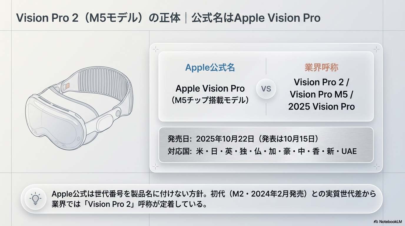 Vision Pro 2（M5モデル）の正体 - 業界呼称と公式名Apple Vision Proの整理