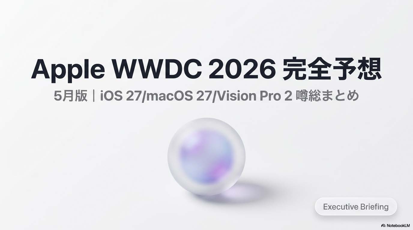 Apple WWDC 2026完全予想5月版 iOS 27/macOS 27/Siri 2.0/Vision Pro 2噂総まとめのアイキャッチ画像
