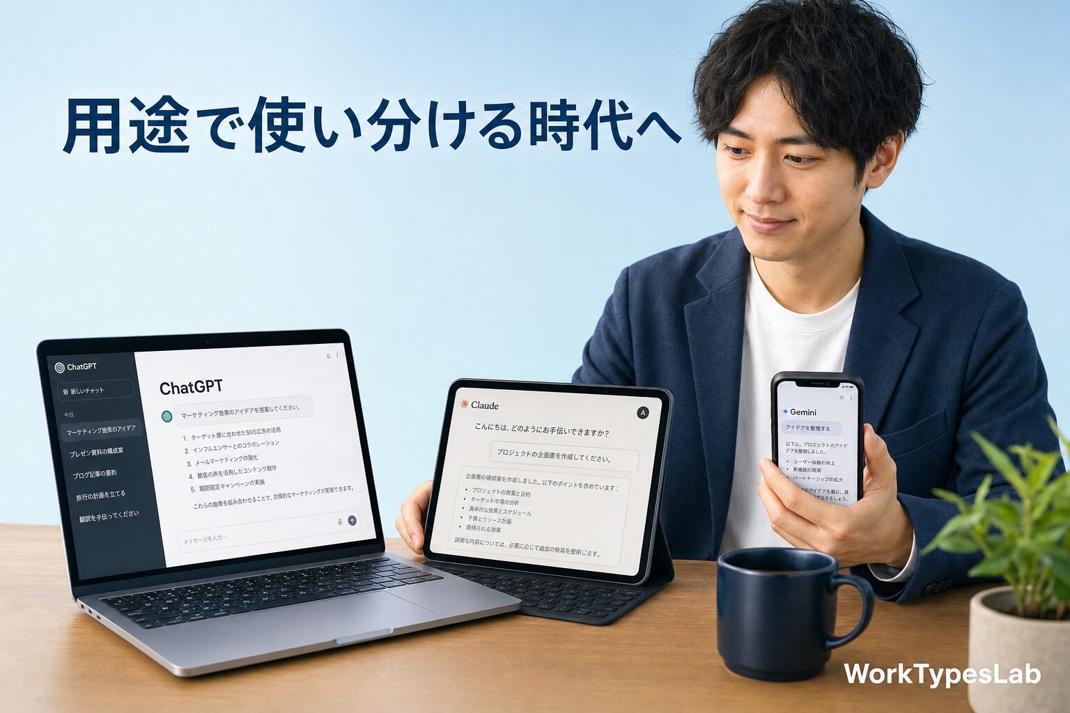 ChatGPT・Claude・Geminiの得意分野の全体像図解
