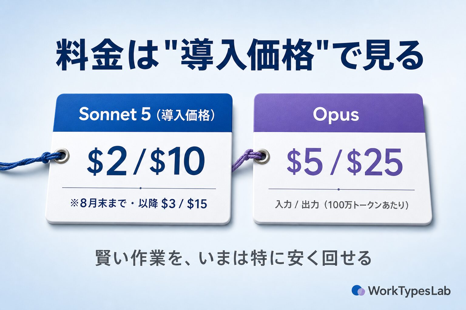 Sonnet 5導入価格2ドル10ドルとOpusの料金比較
