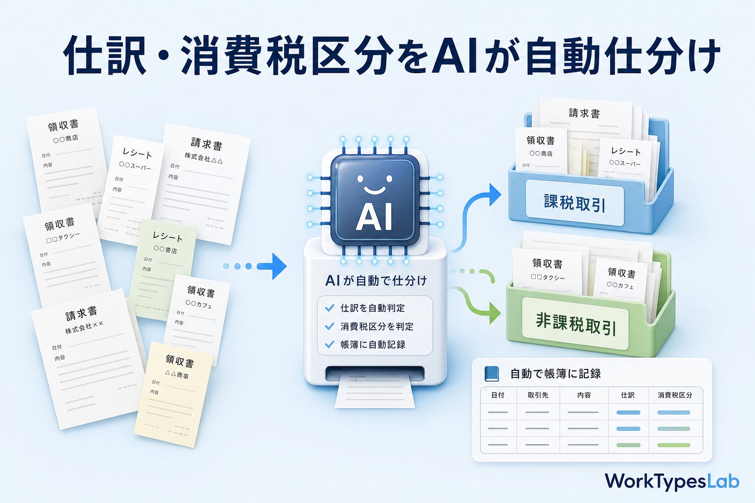 仕訳・消費税区分をAIで自動化する方法|課税・非課税を自動判定