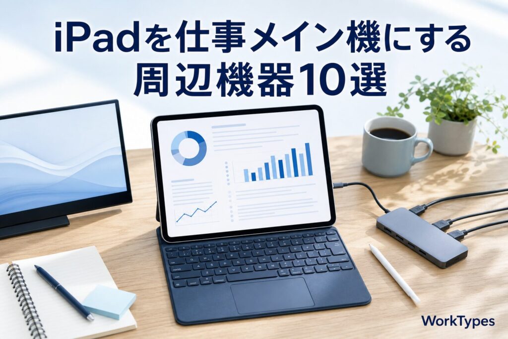 iPadと外付けキーボード・USB-Cハブ・外部モニターを組み合わせた仕事用デスク環境