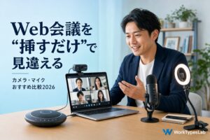 在宅Web会議のカメラと音声を挿すだけで見違えさせるおすすめ機材2026年版のアイキャッチ