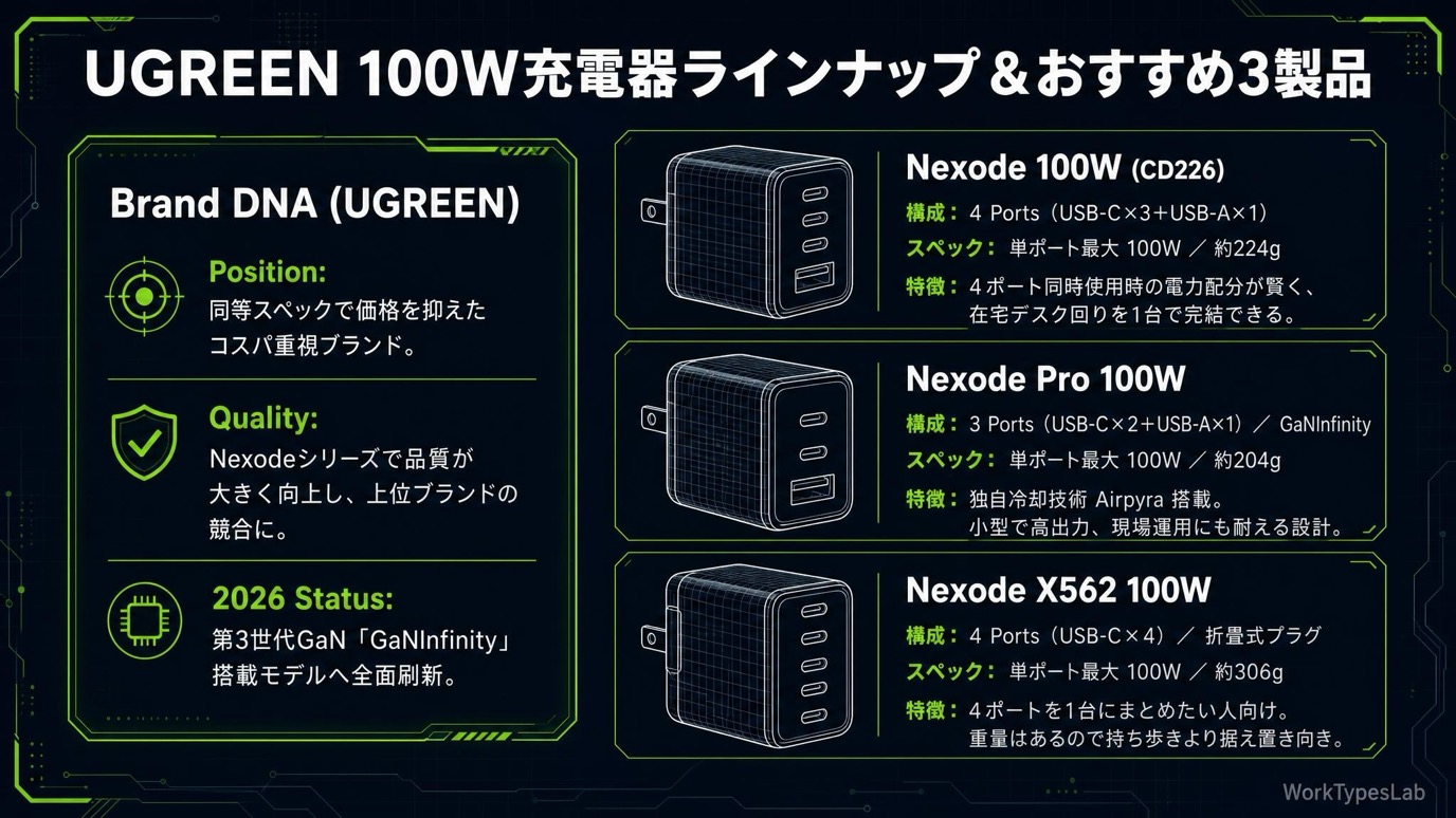 UGREEN 100W充電器ラインナップ&おすすめ3製品