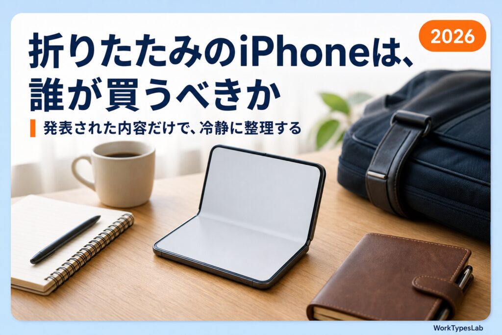 折りたたみiPhone「iPhone Duo」を発表内容だけで整理する記事のアイキャッチ