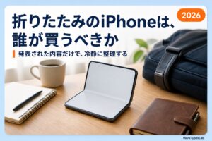 折りたたみiPhone「iPhone Duo」を発表内容だけで整理する記事のアイキャッチ