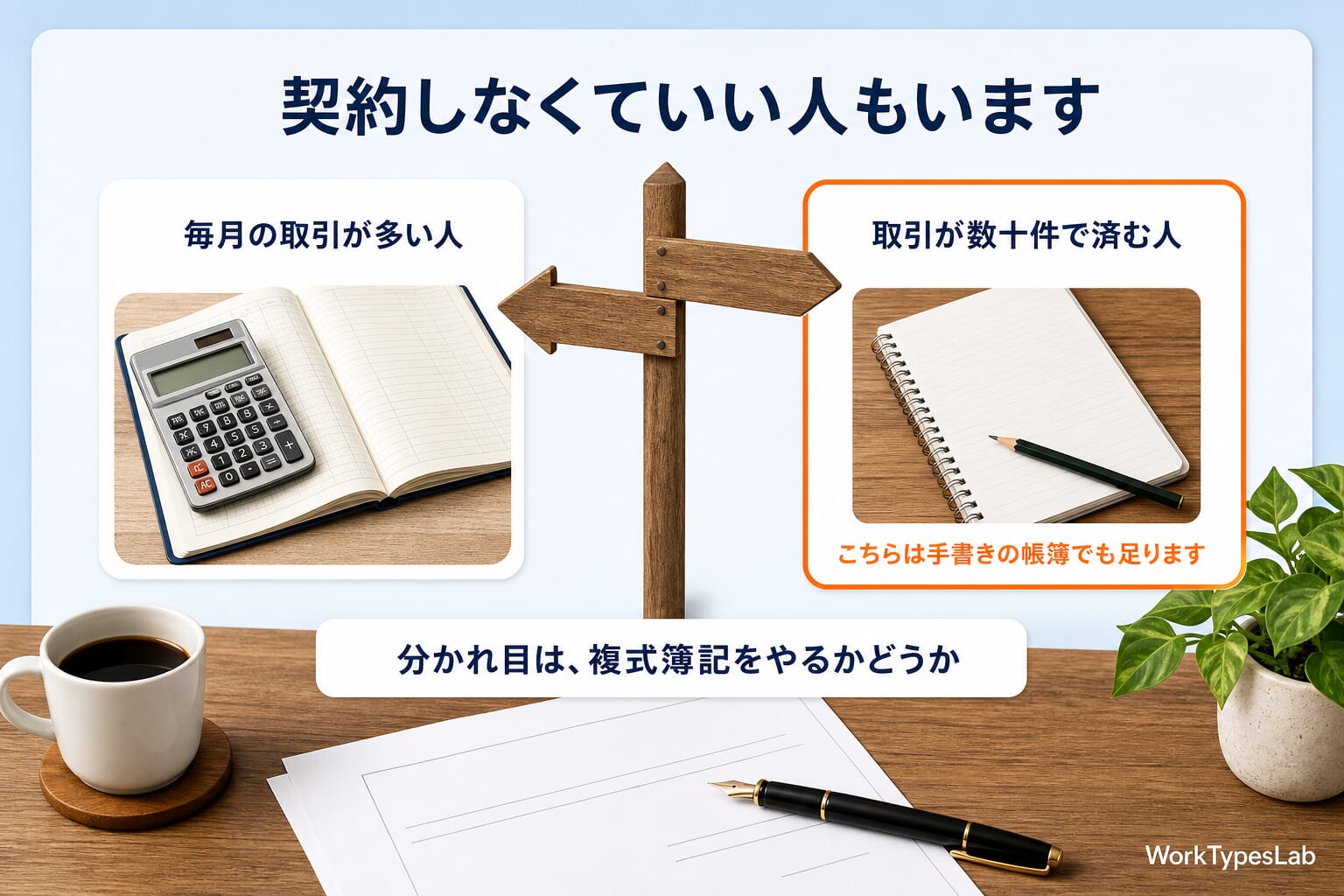 会計ソフトが必要な人と不要な人の分かれ目の図