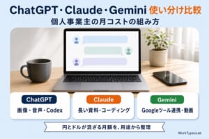 ChatGPT・Claude・Gemini 使い分け比較｜個人事業主の月コストの組み方
