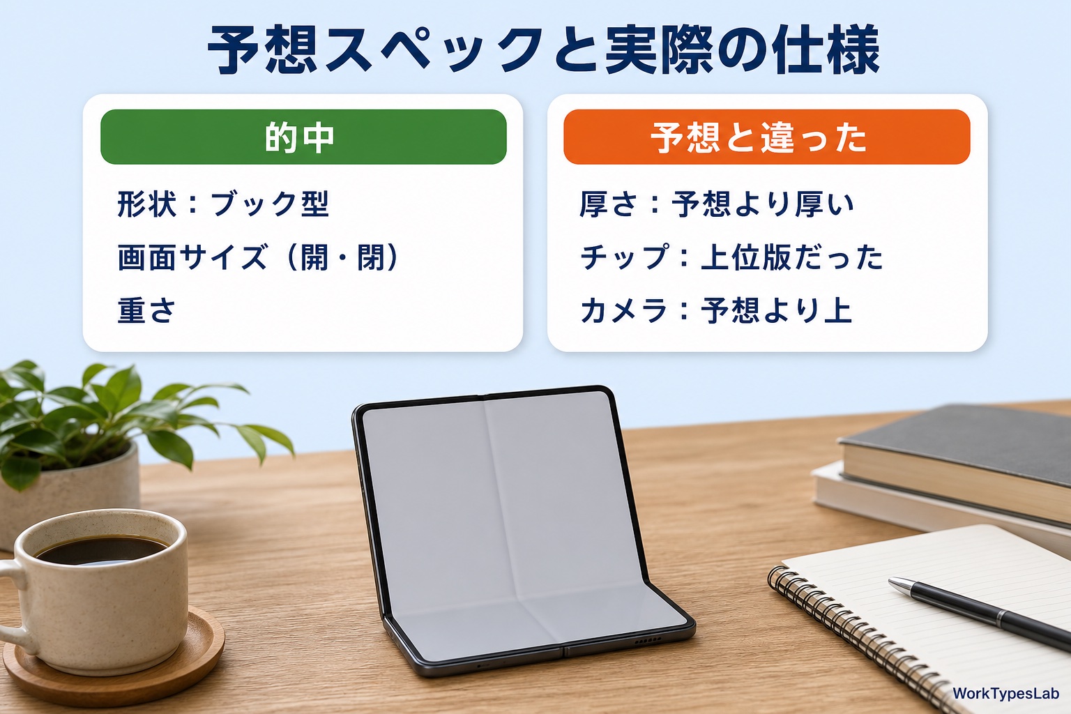 折りたたみiPhoneの予想スペックと実際の仕様の比較（的中した項目と予想と違った項目）