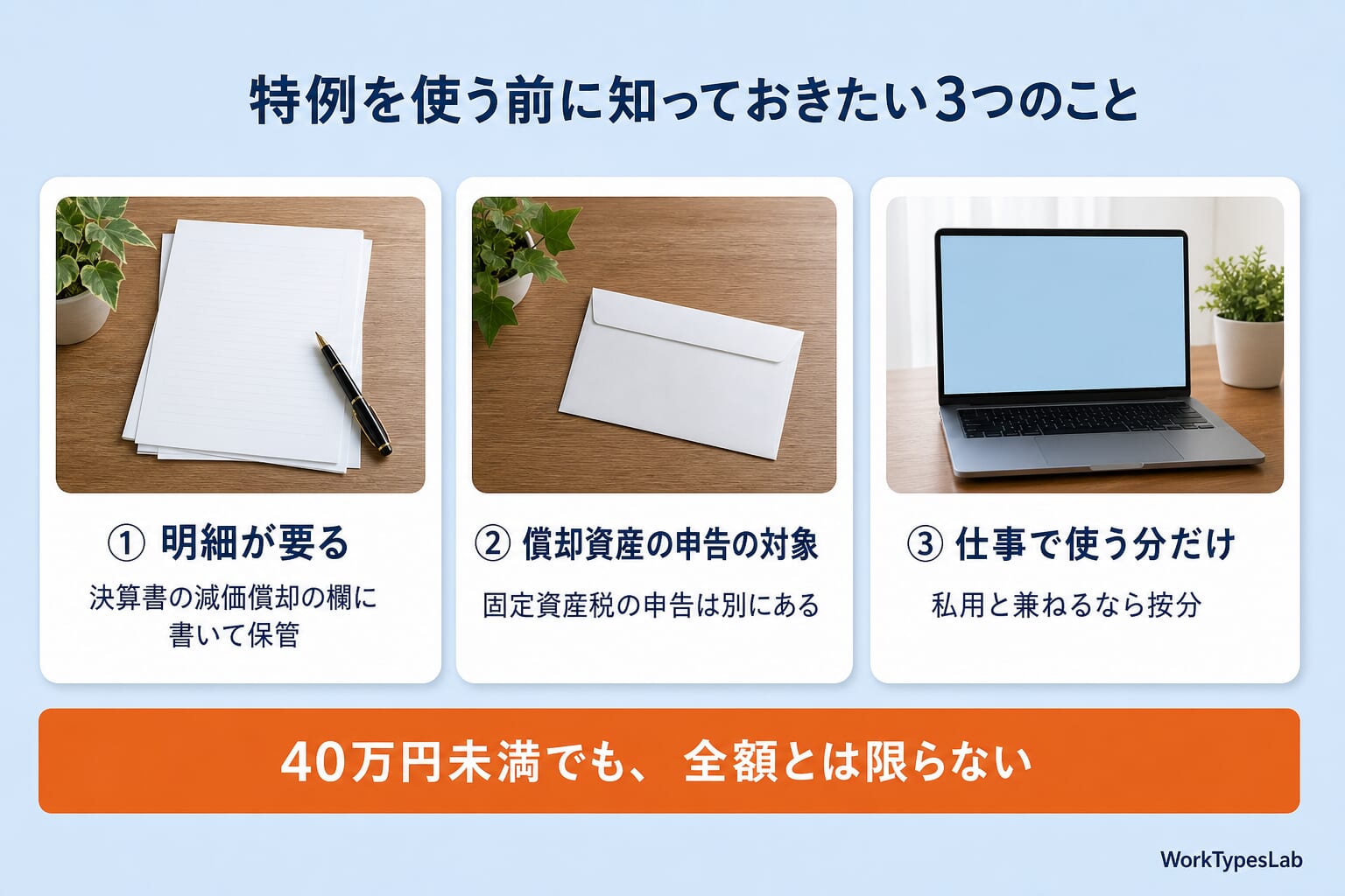 特例を使う前に確認したい3つの注意点の図