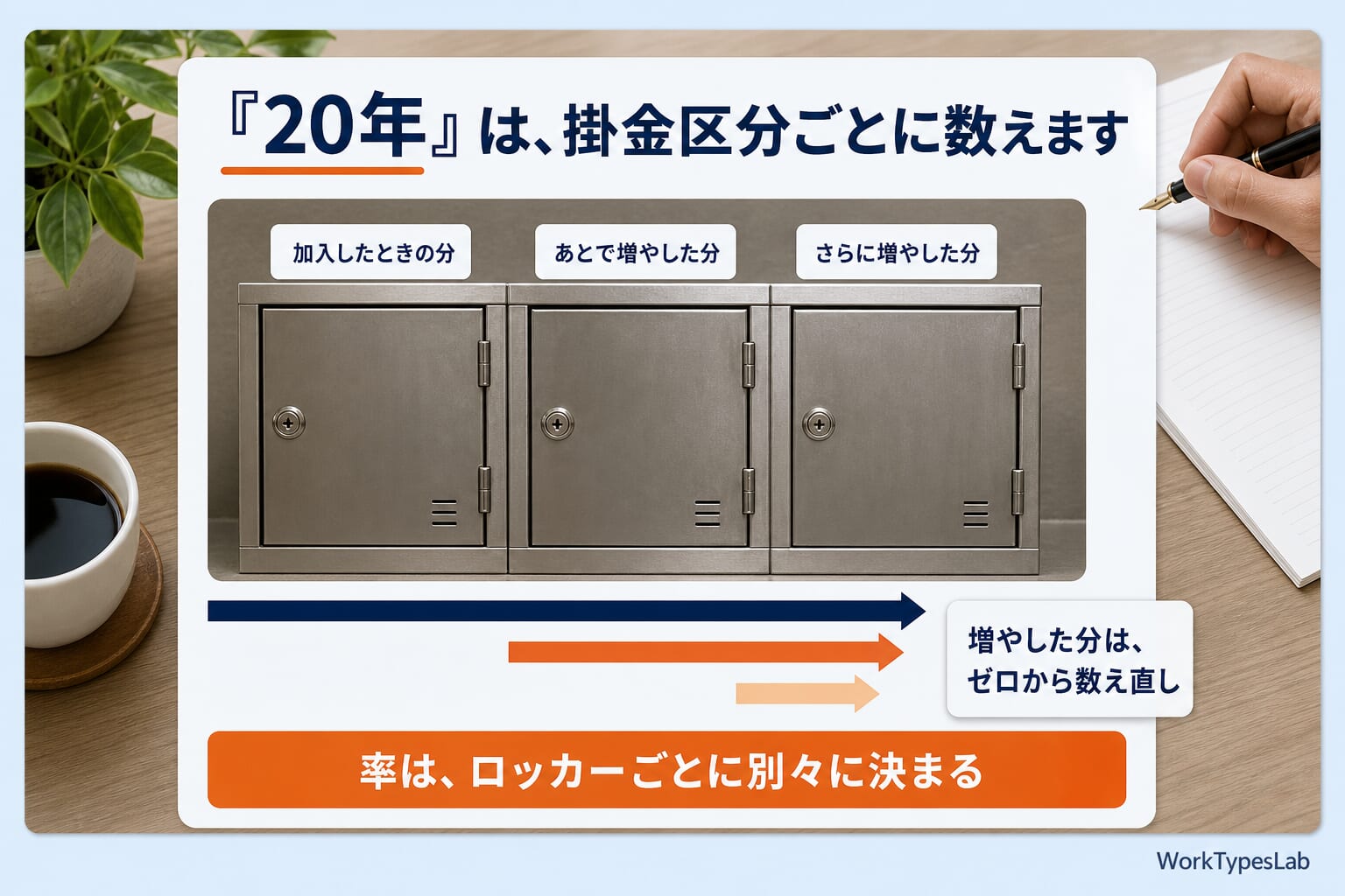 小規模企業共済の掛金区分をコインロッカーに例えた図