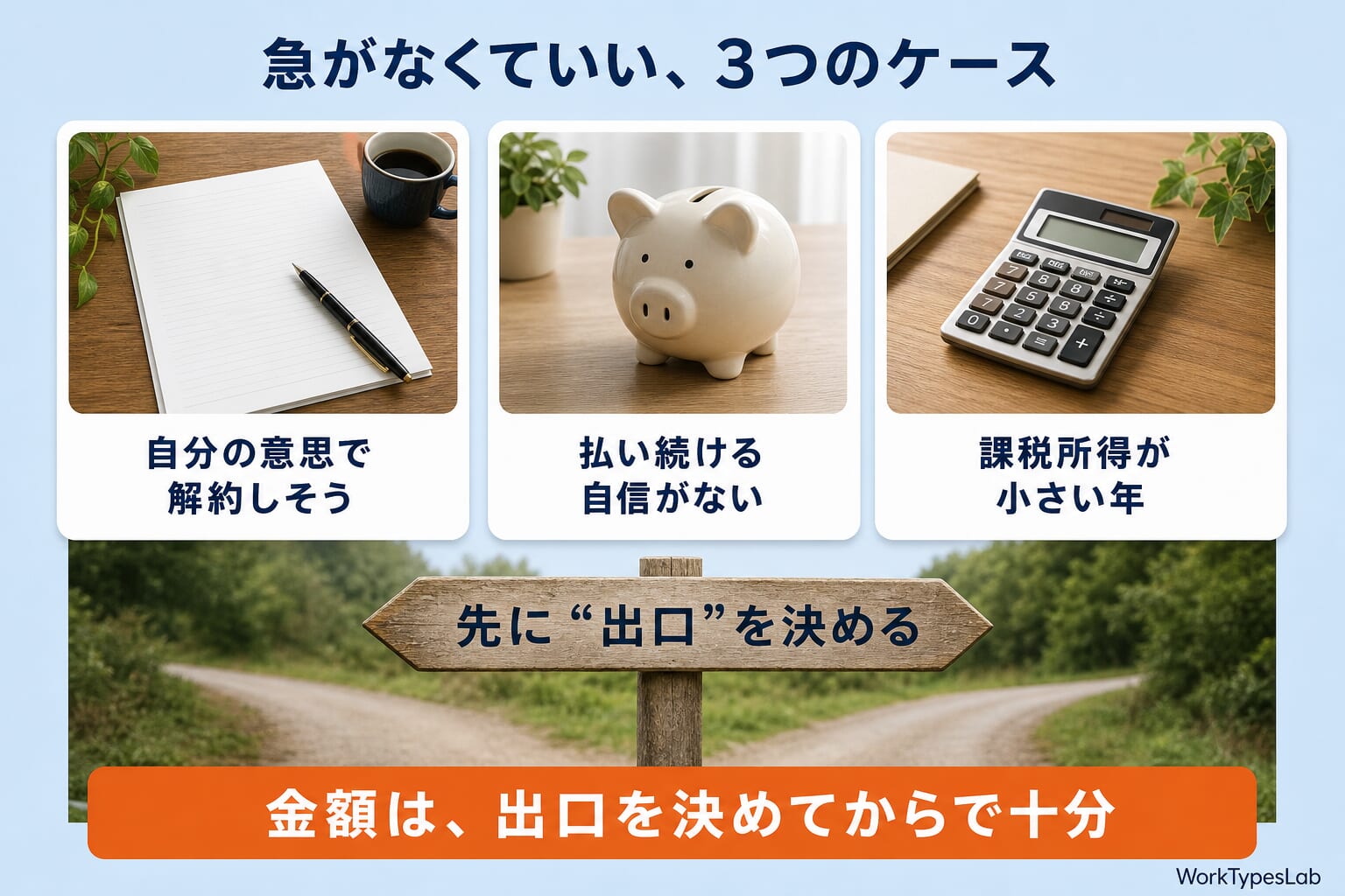 小規模企業共済への加入や満額を急がなくていい3つのケースの図